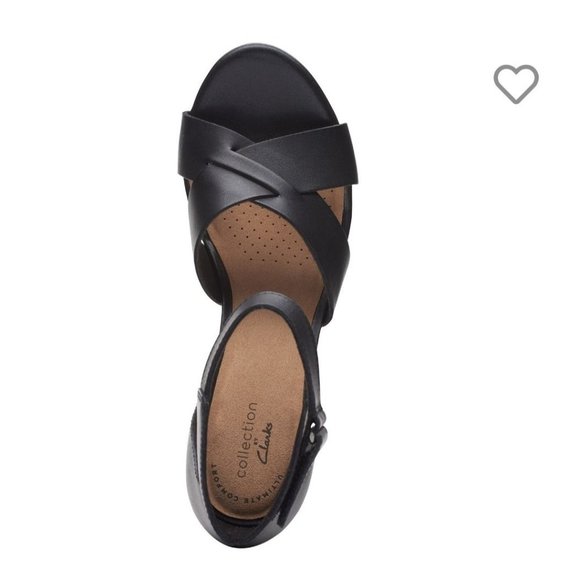 Clarks Margee Gracie Leather Open Toe Wedge Heel Comfort Sandals Size 7.5 M - Picture 5 of 8